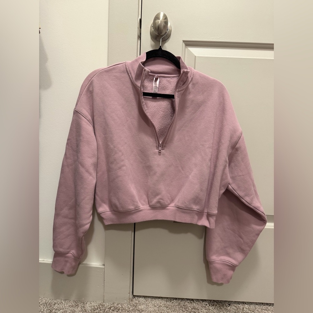 Skims Large Pink Cropped Half Zip Sweatshirt. 💕⚡️